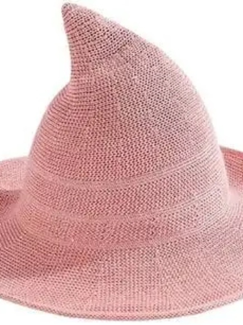 Stylish Pink Knit Pointed Sun Witch Hat - Women Accessories